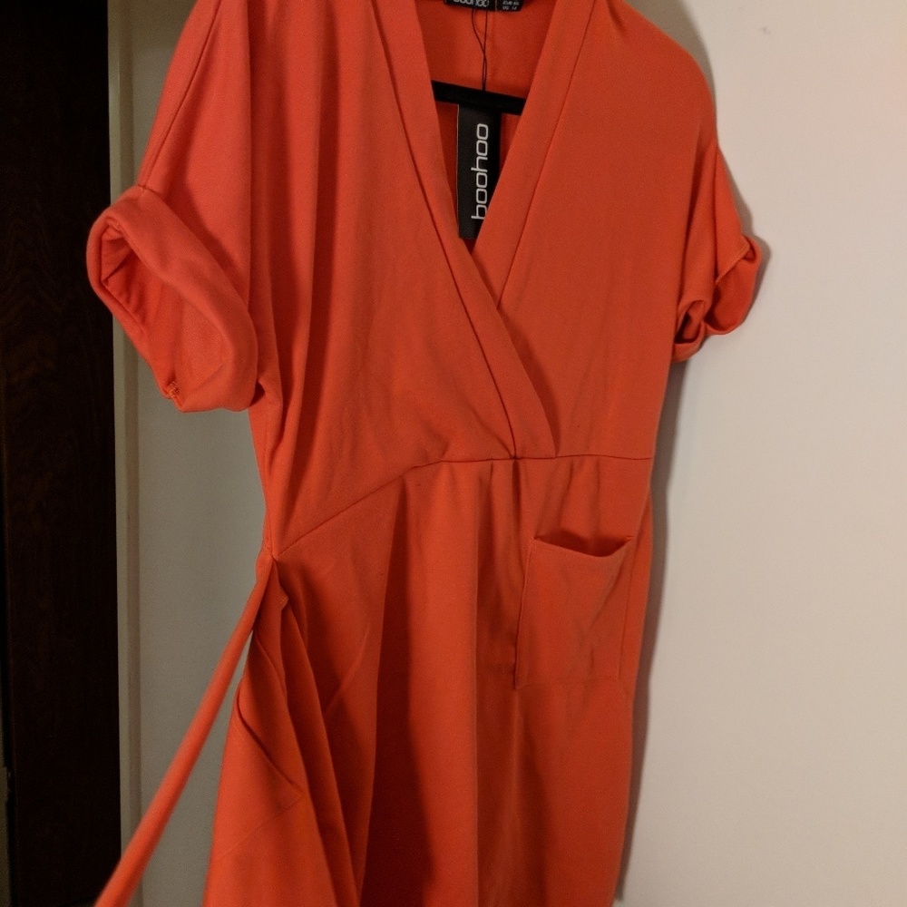 Orange wrap dress